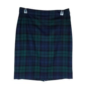 J. Crew Pencil Skirt 6 Plaid Tartan Green Navy Blue Academia Classic Career Work